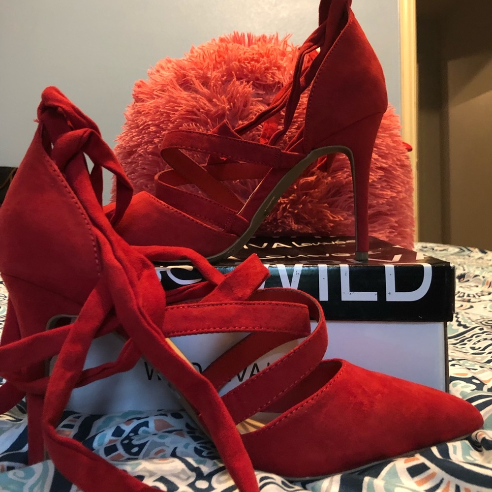 Red pointed heels